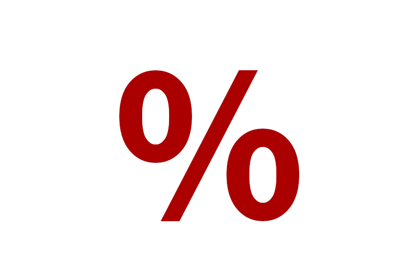 Weißer Hintergrund und davor ein Prozentzeichen